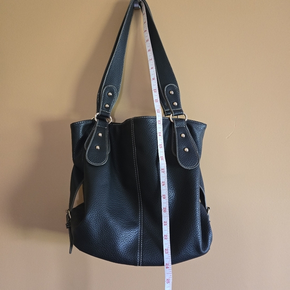 B. Lush Black Shoulder Bag With Rivet Accents - Picture 4 of 9